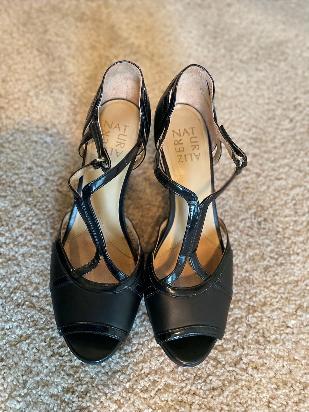 Naturalizer Black Open-Toe Strappy Heels